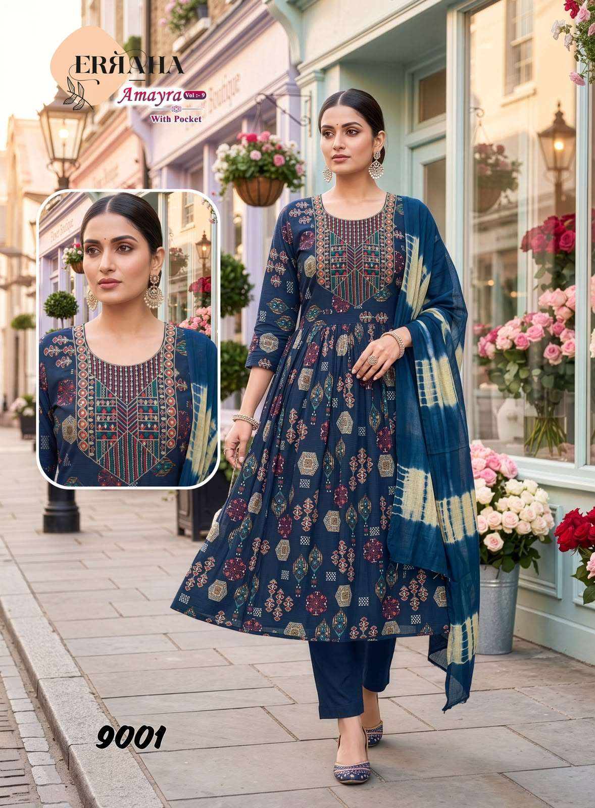 ERRAHA AMAYRA VOL 9 FOIL PRINT UMBRELLA CUT CATALOGUE ANARKALI SUIT PARTYWEAR SHOP 
